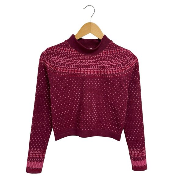 Fabletics women's cropped holly seamless long sleeve top merlot long size M - Picture 1 of 12